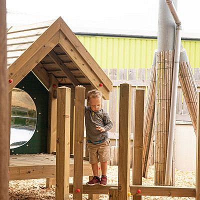 Little Boy Playing on Post Weave