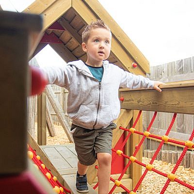 Little Boy Playing on V-Net Bridge