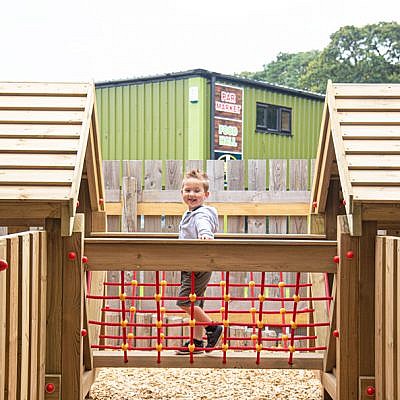 Little Boy Playing on V-Net Bridge