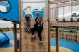 Children climbing on climb wall